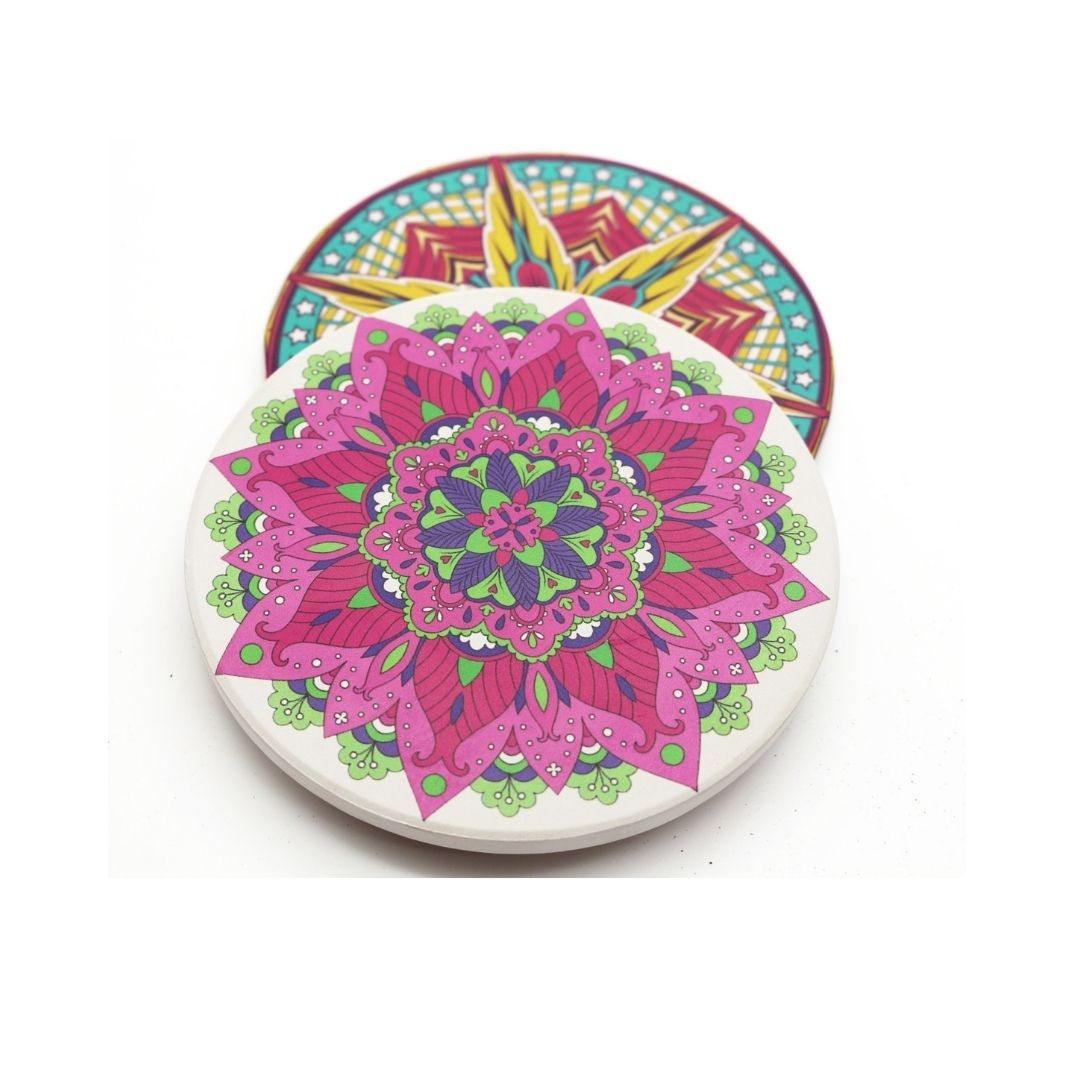 Absorbent ceramic coaster with cork back